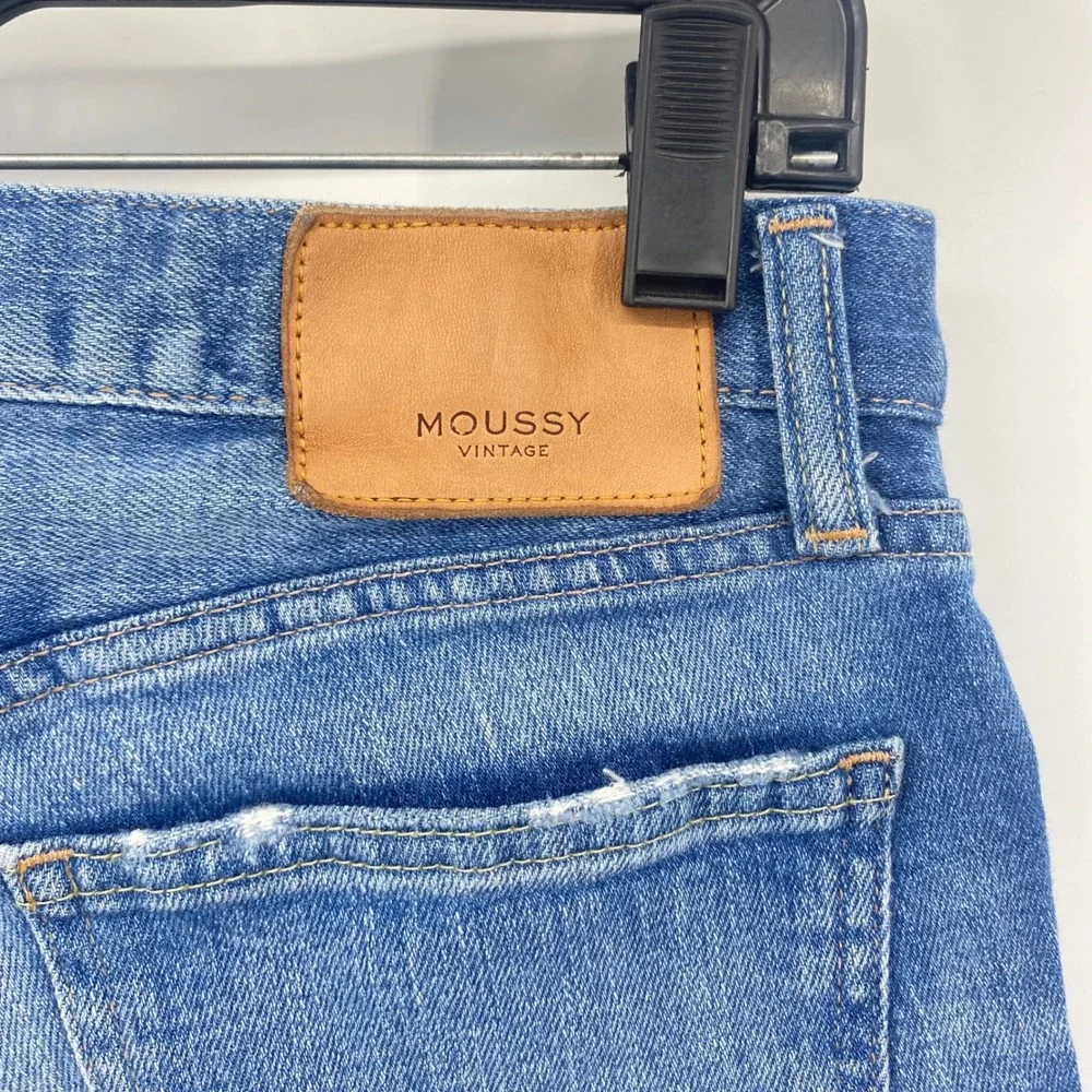 Moussy Vintage Jeans Womens‎ 27 Blue Distressed Raw Hem Tapered Made in Japan